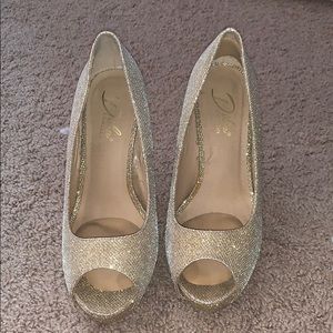 Pale gold open-toe heels